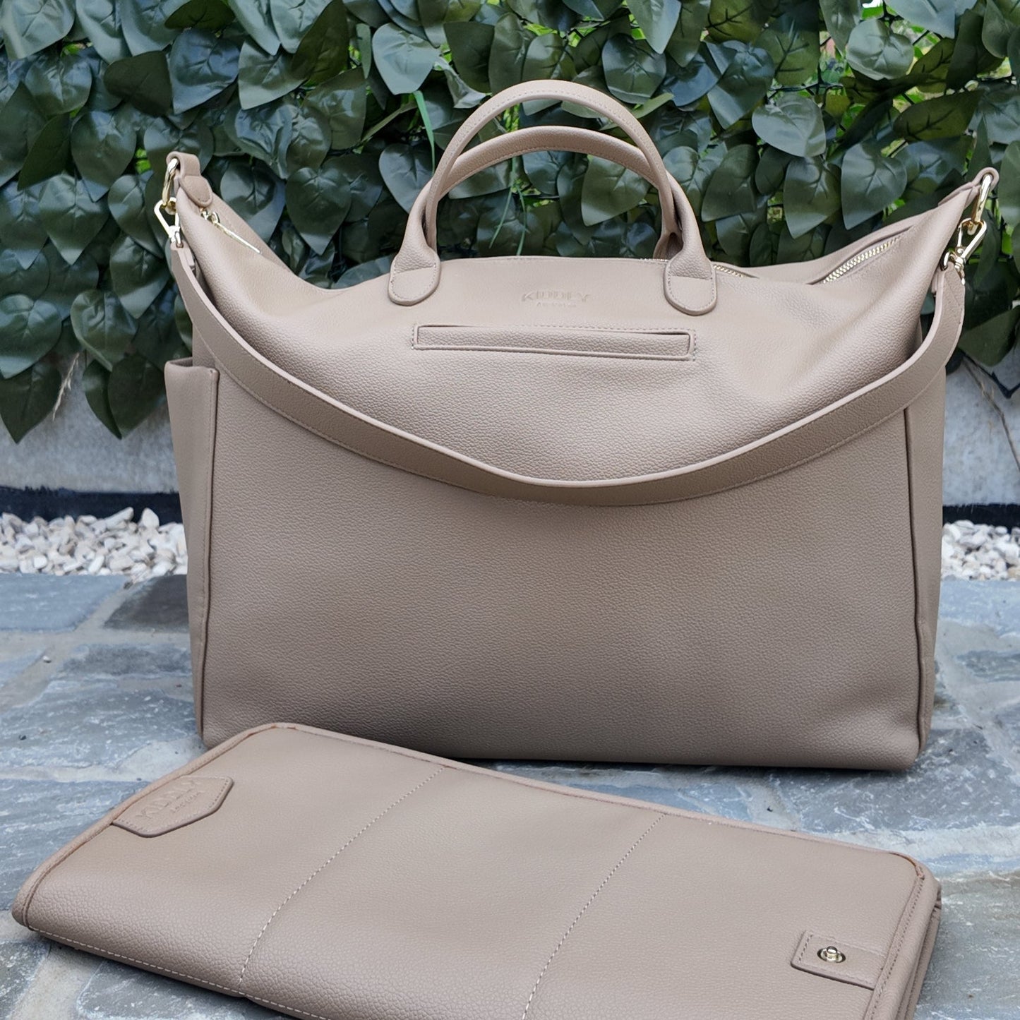 Wickeltasche - Leder Beige