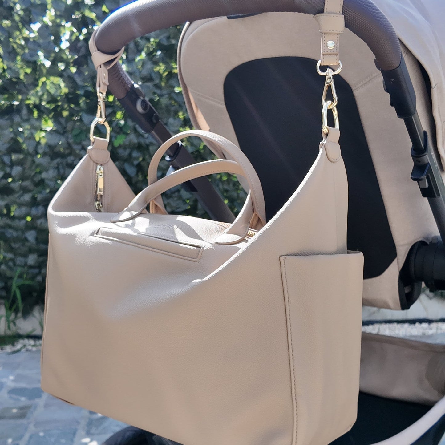 Wickeltasche - Leder Beige